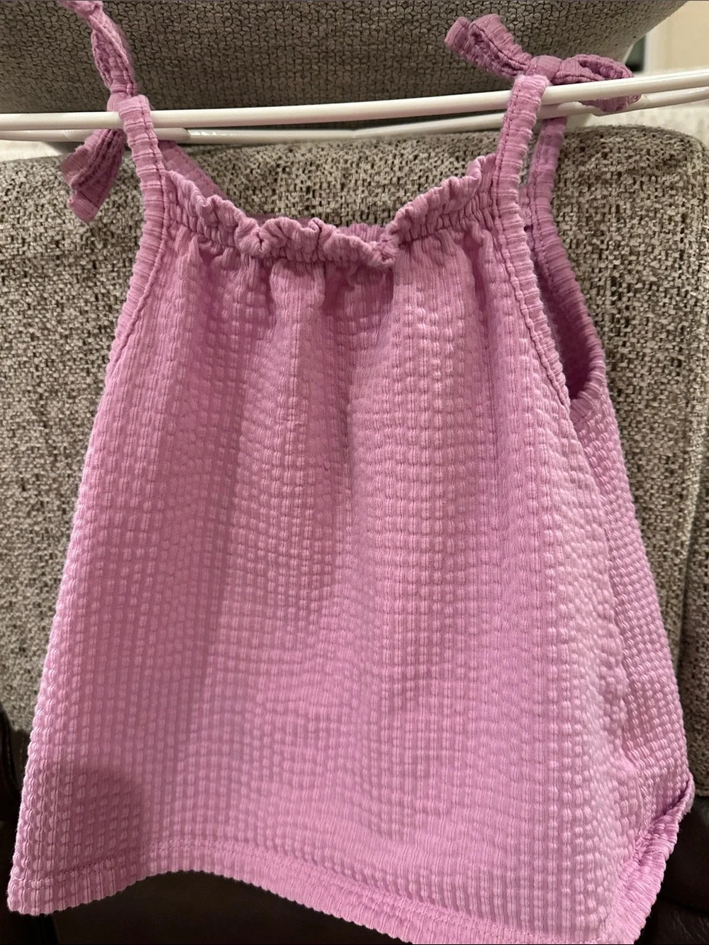Girls' Pink Textured Tie-Strap Dress